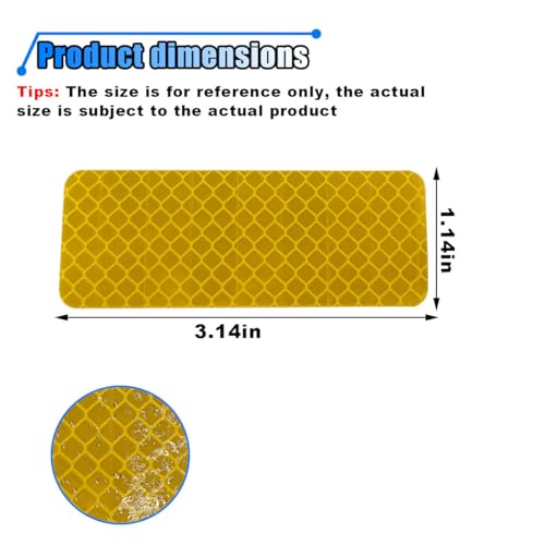 Image of 20PCS Car Safety Reflective Stickers, Waterproof Warning Reflective Tape, Night Visibility Reflective Strips for Trailers, Motorcycles, Bicycles, Cars, Helmets, 3.14 x 1.14 Inch (Yellow)
