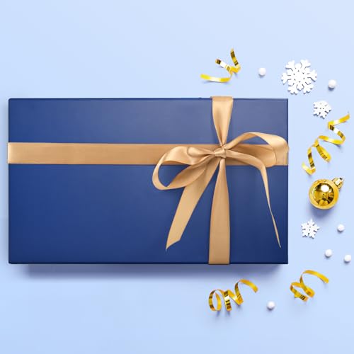 Image of LIFELUM Blue Gift Box with Magnetic Lids for Presents, 14 inchx8.5 inchx4.5 inch | with Ribbon, Greeting Card & Shredded Filler for Groomsmen, Wedding, Business & Birthday, 5 Pack