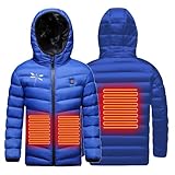 Battnot Beheizbare Jacke Kinder Heizjacke mit Heizung USB Elektrische Beheizte Jacke für Jungen Mädchen Kapuzenjacke Winterjacke Beheizbare Weste Pufferjacke Heizmantel Funktionsjacke Outdoorjacke