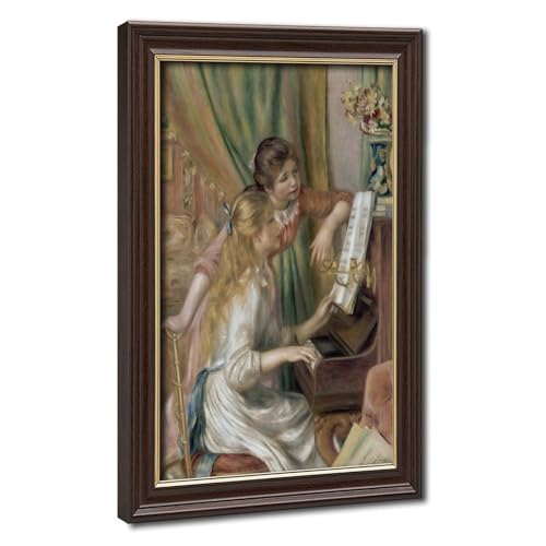 Poster Jeunes filles au piano de Renoir - Impression sur toile avec cadre 50x75 cm
