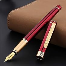 Asvine Picasso 902 Gentleman Flash Red Gold Trim Fountain Pen, Signature Pen with Original Box, Executive Pens for Business and Collection