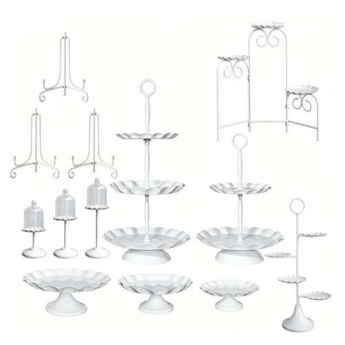 16 Pieces Cake Stands Metal Cupcake Holders Set for Graduation Party Dessert Table Wedding Baby Shower Birthday Tea Party Anniversary Christmas Antique European Decoration Fruits Snack Plate Tray