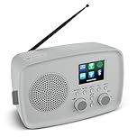 MEDION Radio Internet avec Dab+ IRE-1 (Dab+, Wi-FI, FM, Bluetooth, étanche, antenne télescopique, Spotify Connect, réveil, minuterie, dimmer) Gris