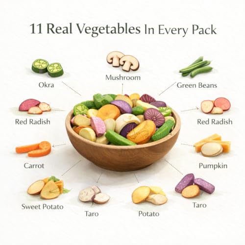 Image of Minimal Vacuum-Dried Mixed Vegetable Chips 150g | 11 Real Veggies Blend | No Oil, No Preservatives | Healthy Vegan Snack | Gluten-Free | Crunchy Veggie Mix