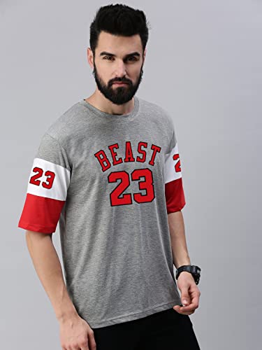 Image of RodZen Men's 100% Cotton Round Neck Oversized Printed T-Shirt (Pack of 2)