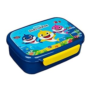 Broodtrommel Baby Shark van kunststof met clips, gemakkelijk te openen en te sluiten, BPA en ftalaatvrij, ca. 18 x 13,5…