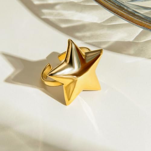 Chunky Star Adjustable Wrap Ring for Women Gold Plated Fashion Starles Statement Open Finger Rings Comfirm Fit Chic Wedding Holiday Jewelry Gift for Fans Friends4