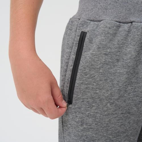 3 Pack Boys Fleece Sweatpants Athletic Soft Jogger Pants with Zipper Pockets Size 4-20 (No Pilling,No Fade)4