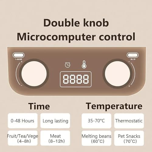 5-Tray Mini Electric Food Dehydrator, Adjustable 35-75℃ Temperature Control, 48H Timer, Removable Trays for Fruits, Vegetables, and Meat - White & Blue