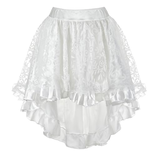 Zhitunemi Steampunk Skirt Plus Size: Renaissance Costume Women Pirate Skirt Corset Dress - Halloween Costumes Cosplay Events White L/XL