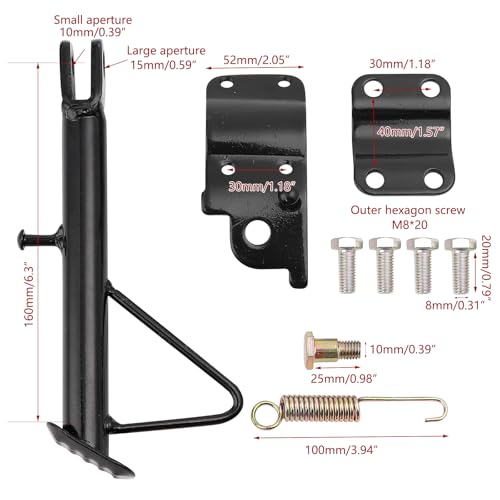Image of Mokuo Dirt Bike Stand,Motorcycle Kickstand, Scooter Mopeds Side Stand Come with Mounting Bracket in Iron Material Compatible with Most Scooter Mopeds Mini Bike,Height of 13.7cm Above Ground