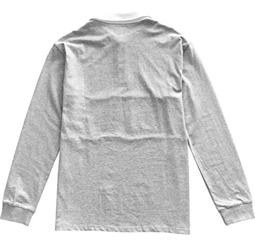 Kings Of NY Classic Mens Long Sleeve Sports Polo Rugby Shirt Medium Heather Grey