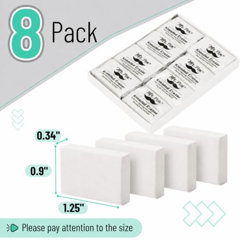 Image of Mr. Pen- Kneaded Erasers, 0.9 inch x 1.25 inch, 8 Pack, White, Soft Moldable | Art Erasers for Charcoal, Graphite & Pastel Drawing, Precision Highlighting, Smudge Control, Easy Shaping