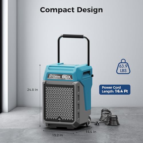 ALORAIR 170 Pints LGR Commercial Dehumidifier with Pump & Drain Hose, Up to 2,100 Sq.Ft, Portable Industrial Dehumidifiers with Wheels for Water Damage Restore, Basement, Garage, 5 Years Warranty