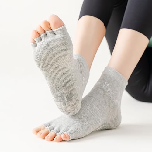 Toeless Yoga Socks With Grips for Women, Open Toe Pilates Socks4