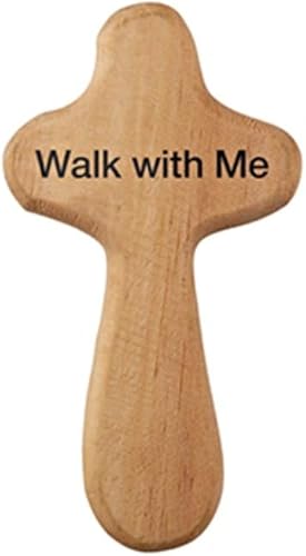 Miniatura 2 de Autom Cruz de mano de madera Walk with Me con tarjeta de oración, 4 pulgadas
