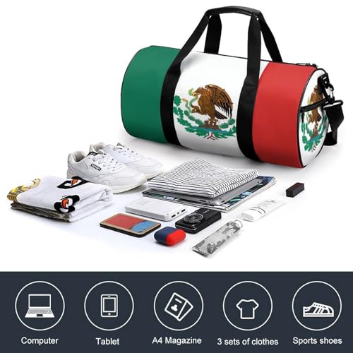 Flag Of Mexico Gym Bag for Men Women, Sturdy Oxford Cloth Travel Bags with Removable Shoulder Strap, Waterproof Duffel Bag for Fitness, Travel, Yoga4