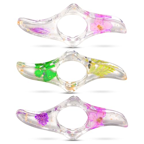 3 Piezas Portarpágina de Libro de Flores Secas, Transparente Resina Anillo Lectura Marca Página Floral Hecho a Mano Abre Libros Ligero Accesorios Lectura para Lectores Literarios Libros Amateur