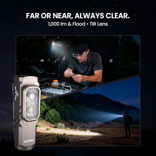 Image of sofirn ST10 EDC Clip-ON Flashlight Rechargeable with Red Light, 1000 Lumens Bright IPX6 Multi-Mode Magnetic Small Pocket Light with for Signaling, Cycling, Camping, Emergency