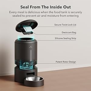 Petlibro automatic cat feeder 5g wifi automatic dog feeder with freshness preservation 5l timed cat feeder with low food sensor up to 10 meals per day granary pet feeder for cats black  urban country home decor