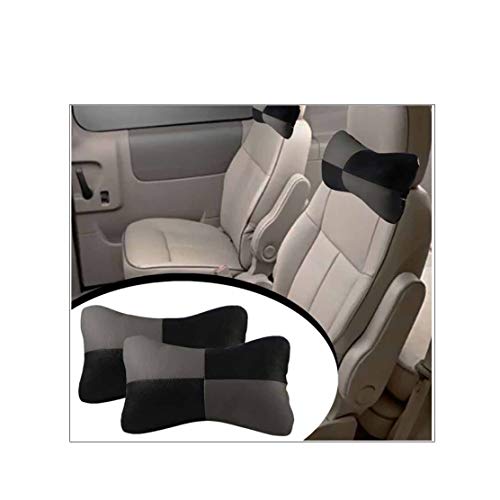 Image of Kozdiko Square Grey Black Neck Rest Leatherite Car Neck Pillow Cushion Set of 2 Pcs for Hyundai Grand i10
