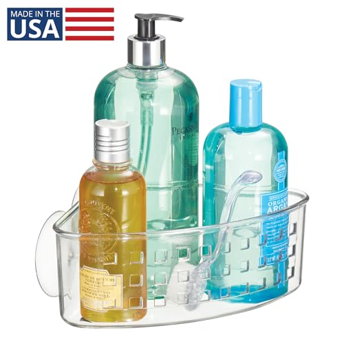 iDesign Plastic Suction Cup Corner Shower Basket for Bathroom Storage - Clear - Made in USA by iDesign - Image 2