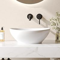 DeerValley Waschbecken, Aufsatzwaschbecken Oval aus Keramik, Praktisch Hygienisch Kombiniert Stil und Funktion, Optimal für Moderne Badausstattung 410 x 335mm Weiß