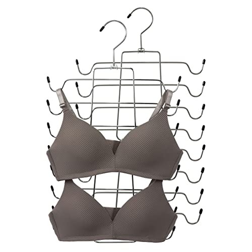 TOPIA HANGER Tank Tops Hanger 2 Pack Camisole Space Saving Bra Organizer Metal Folding Closet Hangers for Bathing Suits, Strappy Dresses Scarfs, Pajamas (Black -CT32B)