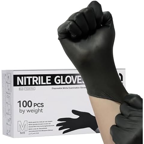 Jointown Black Nitrile Gloves, Medium Cover