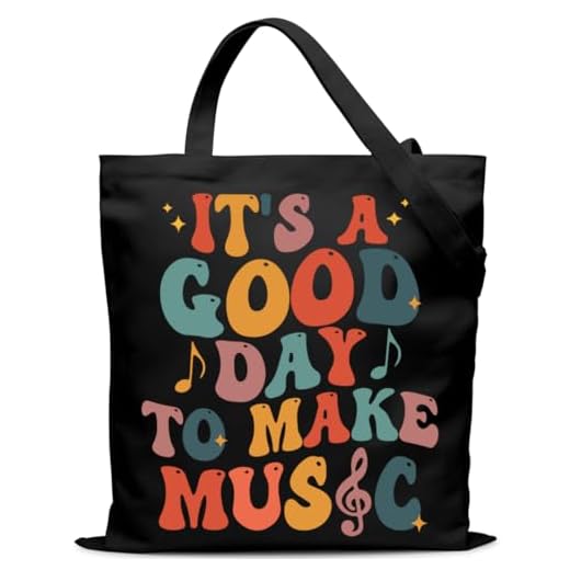 Ymzkpoa Funny Music Notes Appreciation Canvas Tote Bag Gifts for Teacher Women Friend,Piano Music Teacher Birthday Gifts,Lightweight Large Shoulder Totebag for Work,It's A Good Day To Make Music-17