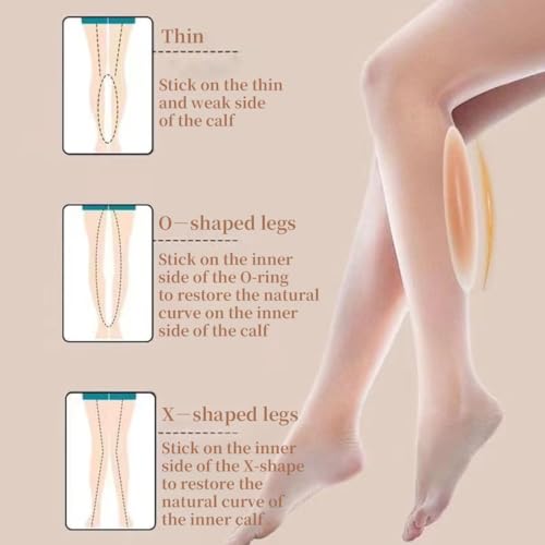 MIRKUZI Maintien du tibia et du mollet, 1 paire de coussinets en silicone pour mollets, correcteurs de mollets souples, patchs de modelage auto-adhésifs couleur chair adaptés aux jambes galbées – vue 5