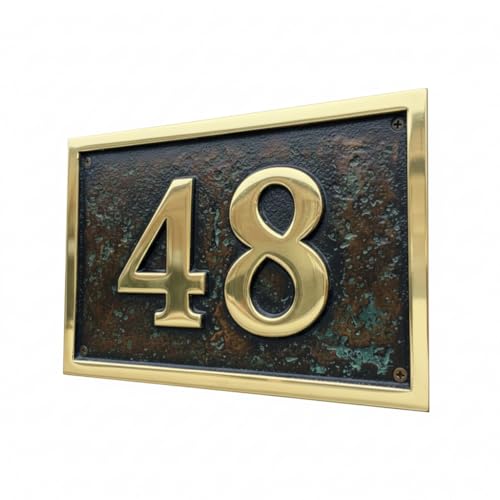 Premium Custom Cast Brass House Numbers & Plaque – All Shapes, Sizes or Colors Available | Handmade Metal Address Sign for Home and Cottage (Bronze, 8X8 IN)