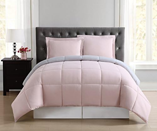 Truly Soft Everyday Reversible Comforter Set, Twin XL, Blush/Silver Grey