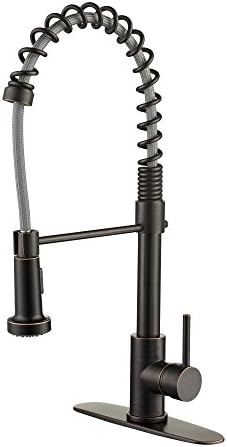 Enzo Rodi Modern Commercial Spring High-arc Lead-free Brass Pull-down Kitchen Sink Faucet with Pull-out Sprayer, Oil Rubbed Bronze, ERF7358392HA-10