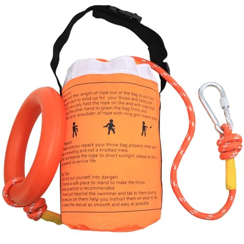 Lawnrden Rettungsseil, Throwable Flotation Device, Wasserrettungsboot -Seilwurstbeutel 8 mm mit 69 Fuß Länge Notfallausrüstung für Kajak -Floßboot