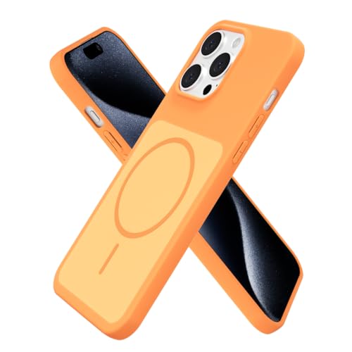 Coque iPhone 15 Pro protection magnétique gel caoutchouc souple orange