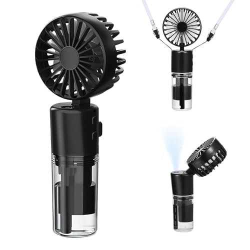 Leogony Portable Handheld Fan with Water Mist Spray, USB Rechargable Cooling Mist Fan for Travel, Outdoors, Makeup, Camping, Home, and Office Use
