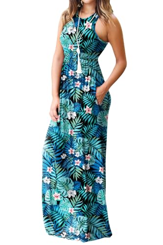Image of DEARCASE Women's Sleeveless Summer Maxi Dress with Pockets,Beach,Vacation