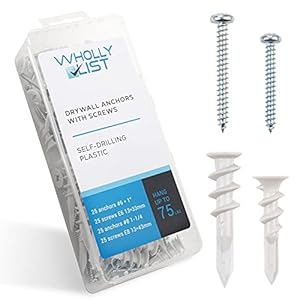 USA Stock – Self Drilling Plastic Drywall Anchors and Screws Kit 100 Pieces Assortment kit sheetrock Wall Anchors #6#8…