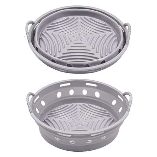 Teglia in Silicone per Friggitrice ad Aria - Vaschette per friggitrice ad aria - Accessori per Friggitrice ad Aria Antiadesiva, Adatta per Temperature Fino a 230°C, Facile da Pulire (Arrotondato)