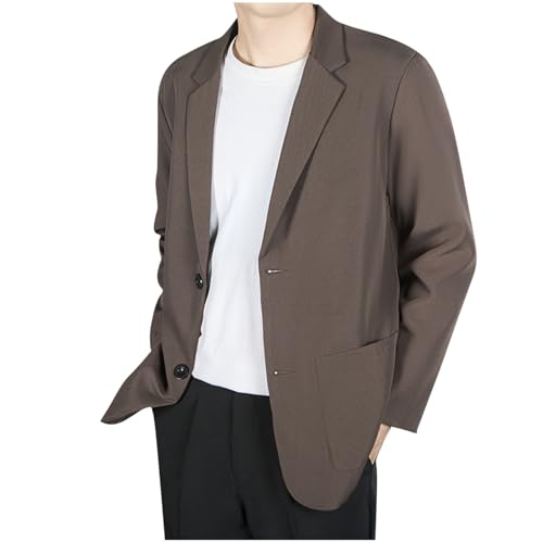 Men's Draped Single-Breasted Suit Jacket Regular Fit Notch Lapel Blazer Flap Pockets Lightweight Office Wedding Coat