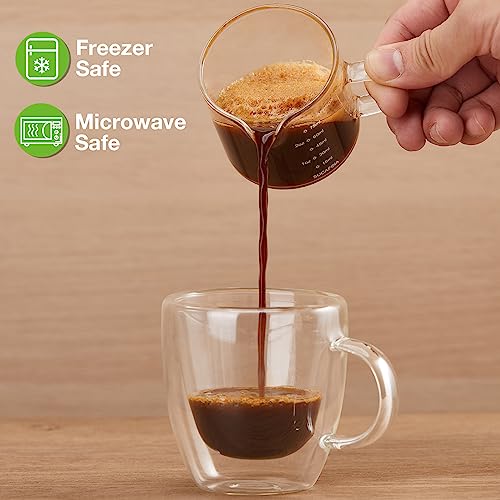 Mfacoy 2 Pack Espresso Glass Measuring Cup, 75Ml Espresso Cups With Handle, Espresso Shot Glass With V-Shaped Mouth, Clear Glass Espresso Accessories, Milk Frothing Pitcher #TOP5