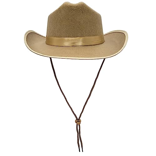 Image of The Dreidel Company Cowboy Felt Western Hat, 22 inch Circumference Dress Up Costume Clothes for Kids, Pretend Play, Party Favors