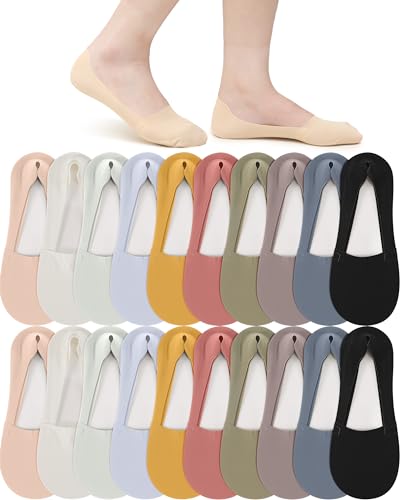 20 Pairs No Show Socks Womens for Flats Loafers Thin Low Cut Liner Non Slip Invisible Socks Size 5-9