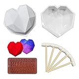 BEBEKULA Chocolate Heart Mold, Non-Sticky Breakable Heart Mold with Letter Chocolate Mold and 5...