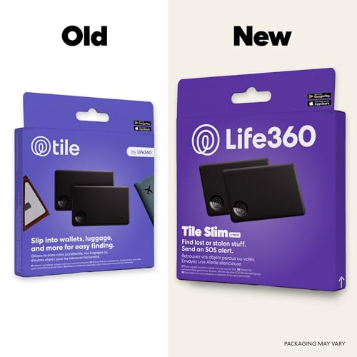 Image of Life360 Tile Slim - Wallet Finder, Bluetooth Tracker and Item Locator for Luggage Tags, Passports and More. Both iOS and Android Compatible. Phone Finder. 2-Pack (Black)