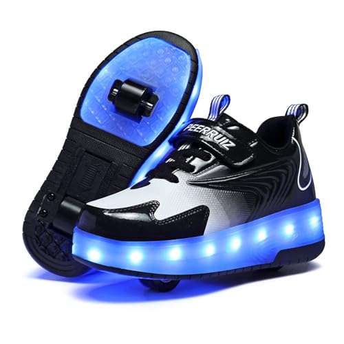 ENEN Chaussure a Roulette, Chaussures a roulettes Retractable Garçons Basket Roulette pour Enfant Fille - Roller 2 Roues Déformable Adolescents pour...