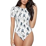 Coxfurio Play Hockey (1) Print Bodysuits For Womens Crew Neck Short Sleeve Body Suits Going Out Baisc Leotards Tops Onesie Shirts,Small
