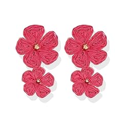 E:rose pink flower earrings