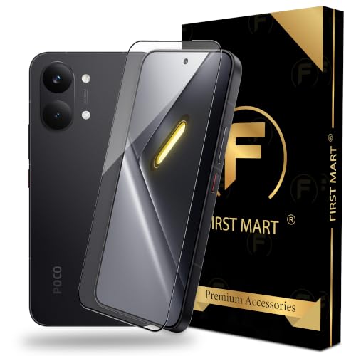 Image of FIRST MART Tempered Glass for Poco X8 Pro Max & Poco F7, 9H Full-Glue Screen Protector, 3D Edge-to-Edge, HD Clear, Oleophobic, Case-Friendly, Black, Pack of 1